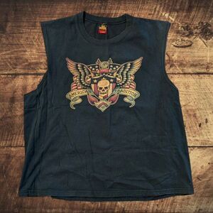 Hot Leather Biker Shirt Men's 2XL Grunge Black Sleeveless Tank Top Muscle Shirt